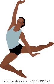 A vector illustration of a man practicing gymnastics or acrobatics, isolated on a white background. Ballet dancing
