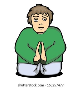 vector illustration of a man pray to God from
