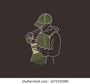 vector illustration of man preparing coffee