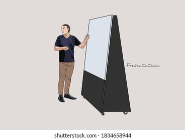 Vector Illustration of Man Presenting