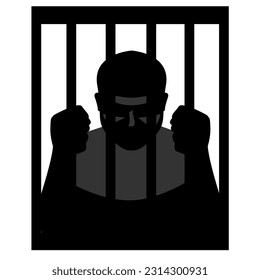 
vector illustration of a man in prison for committing a crime, crime or theft, perfect for posters, t-shirts.