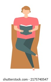 Imagen vectorial de un hombre leyendo un libro.