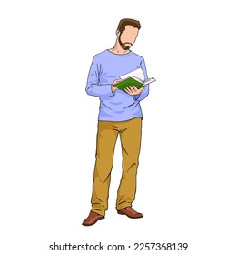 vector illustration of a man reading a book