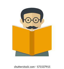 Vector illustration of man reading a book