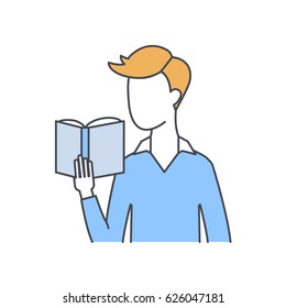 Vector illustration of a man reading book