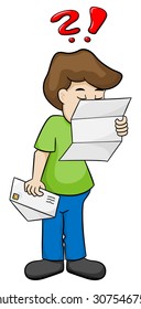 vector illustration of a man reading a letter