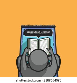 vector illustration of man reading Quran