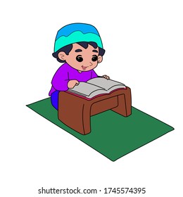 ilustración vectorial de un hombre recitando un Corán