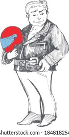 Vector illustration of a man with a red motorcycle helmet 