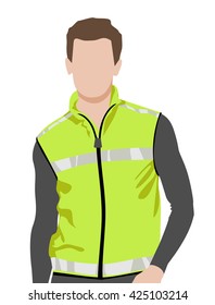 Vector illustration of a man in a reflective vest