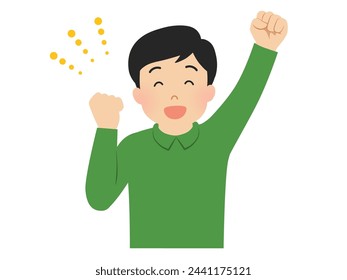 Vector illustration of a man rejoicing with fist pump