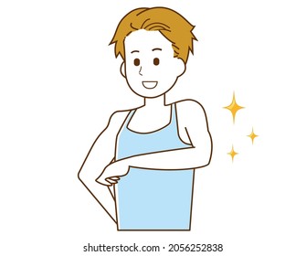 Ilustración vectorial de un hombre quitándose el pelo del brazo.