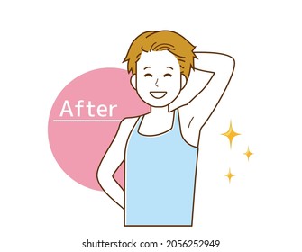 Vector illustration of a man removing underarm hair.