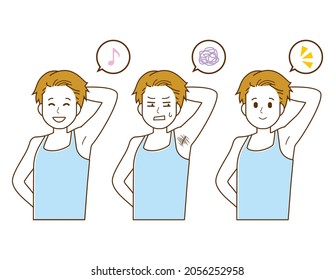 Vector illustration of a man removing underarm hair.