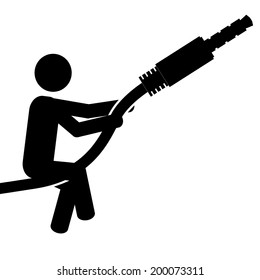 Vector / illustration. A man is riding a jack. 