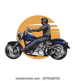 vector illustration of a man riding a motorcycle
