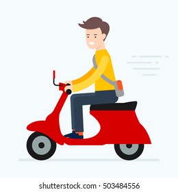 Vector illustration of a man riding scooter