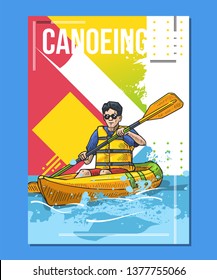 Vector illustration man rowing