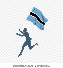 Vektorgrafik des Mannes, der die Flagge Botsuanas in Händen hält, auf transparentem Hintergrund