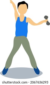 Vector illustration. Man s engaged in physical exercises.Healthy lifestyle. Activity. Color modern image