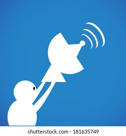 A vector illustration of a man with a satellite dish 