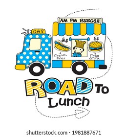 vector illustration of a man selling food in a food truck