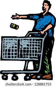 Vector illustration of man at shopping