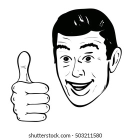 Vector illustration of a man showing ok