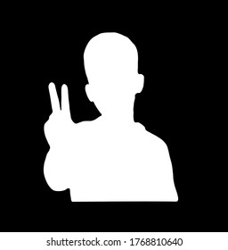 ilustración vectorial hombre muestra gesto de señal de paz de amistad