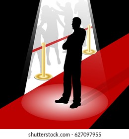 vector illustration man silhouette on a red carpet