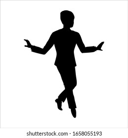 Vector Illustration of man silhouette in the style of the 1920s in charleston or  lindy-hop dance pose. Isolated hand-drawn character on a white background