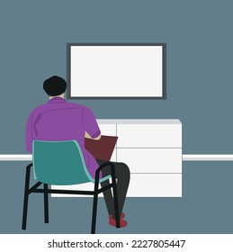 Vector illustration - man sitting in a chair backside view