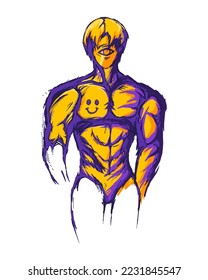 vector illustration of man with six pack concept