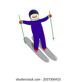 vector illustration of a man skiing