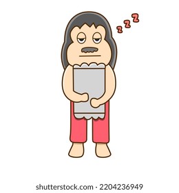 vector illustration of a man sleeping on a white background