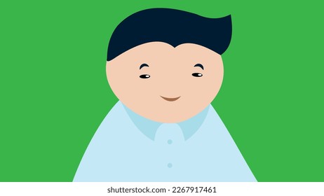Ilustración vectorial de un hombre con una sonrisa de fondo verde.