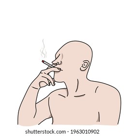 Vektorgrafik eines Mannes, der eine Zigarette raucht