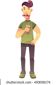 vector illustration of a man with a smoothie cup