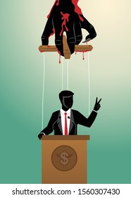 vector illustration of man speaker marionette