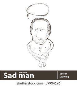 Vector illustration. Man with speech bubble. You can place your text on blank speech bubble.
