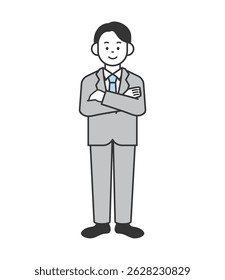 Vector illustration of a man standing with his arms folded