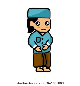Vector illustration of a man standing and smiling cheerfully