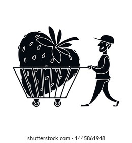 Vector illustration of man and strawberry logo. Set of man and shopping stock vector illustration.