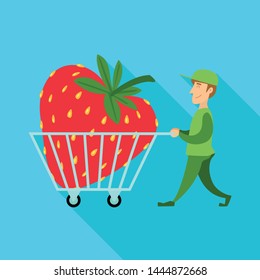 Vector illustration of man and strawberry symbol. Collection of man and shopping vector icon for stock.