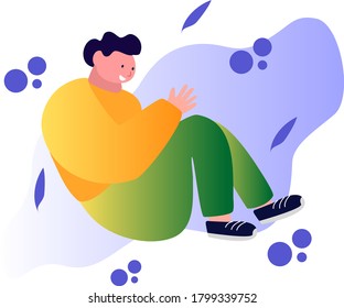 Ilustración vectorial de un hombre. Un hombre al estilo del primitivismo. Antecedentes abstractos