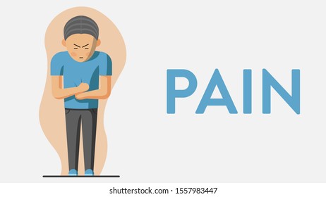 Vector illustration of a man suffering from pain in his stomach