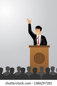 Vector Illustration Man Suit Give Speech Stock Vector (Royalty Free ...