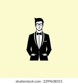 ilustración vectorial de un hombre con traje con gafas