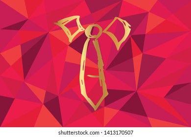 Vector Illustration of Man Suit Necktie Icon with Red Polygon and Geometric. Graphic Design for Template, Layout, Background, Poster and More. 