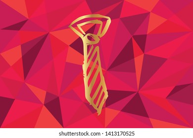 Vector Illustration of Man Suit Necktie Icon with Red Polygon and Geometric. Graphic Design for Template, Layout, Background, Poster and More. 